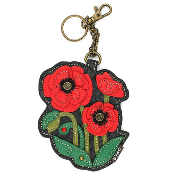 Chala keychain vegan Red Poppy KEY FOB/COIN PURSE